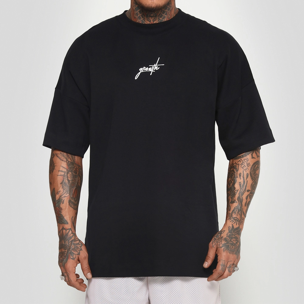Camiseta Growth Oversized Manuscrito Preto