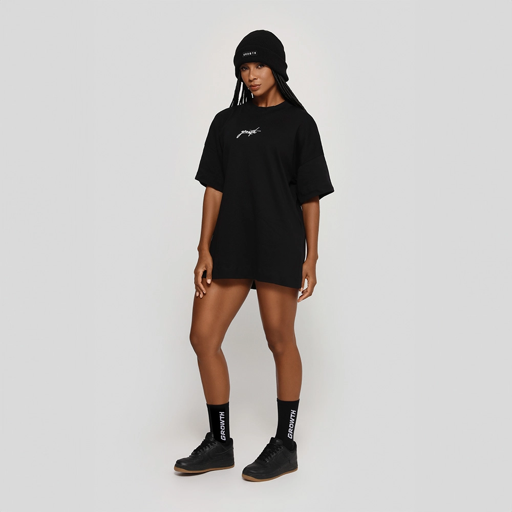 Camiseta Growth Oversized Manuscrito Preto