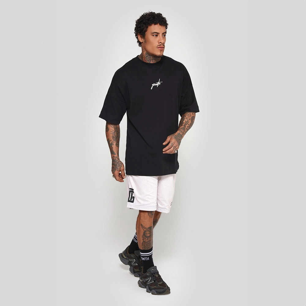 Camiseta Growth Oversized Manuscrito Preto