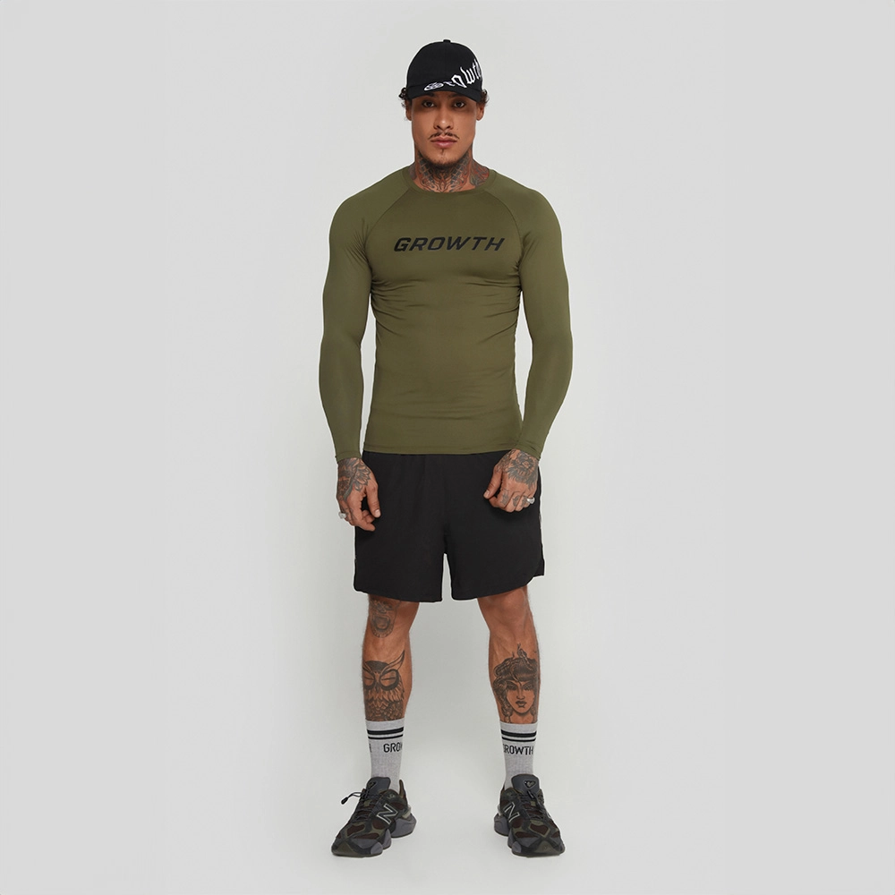 CAMISETA VERDE MILITAR TÉRMICA SEGUNDA PELE GROWTH - GROWTH SUPPLEMENTS