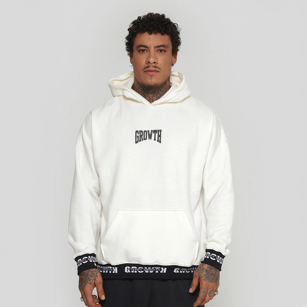 BLUSÃO MOLETOM GROWTH OFF WHITE OVERSIZED WORLDWIDE   - GROWTH SUPPLEMENTS