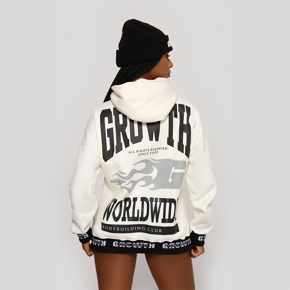 BLUSÃO MOLETOM GROWTH OFF WHITE OVERSIZED WORLDWIDE   - GROWTH SUPPLEMENTS