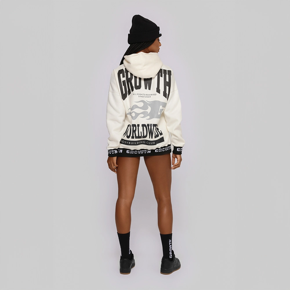 BLUSÃO MOLETOM GROWTH OFF WHITE OVERSIZED WORLDWIDE   - GROWTH SUPPLEMENTS