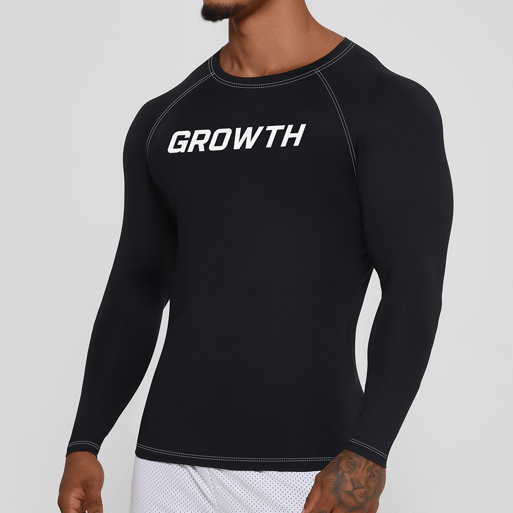 CAMISETA TÉRMICA MANGA LONGA GROWTH PRETA LOGO  - GROWTH SUPPLEMENTS