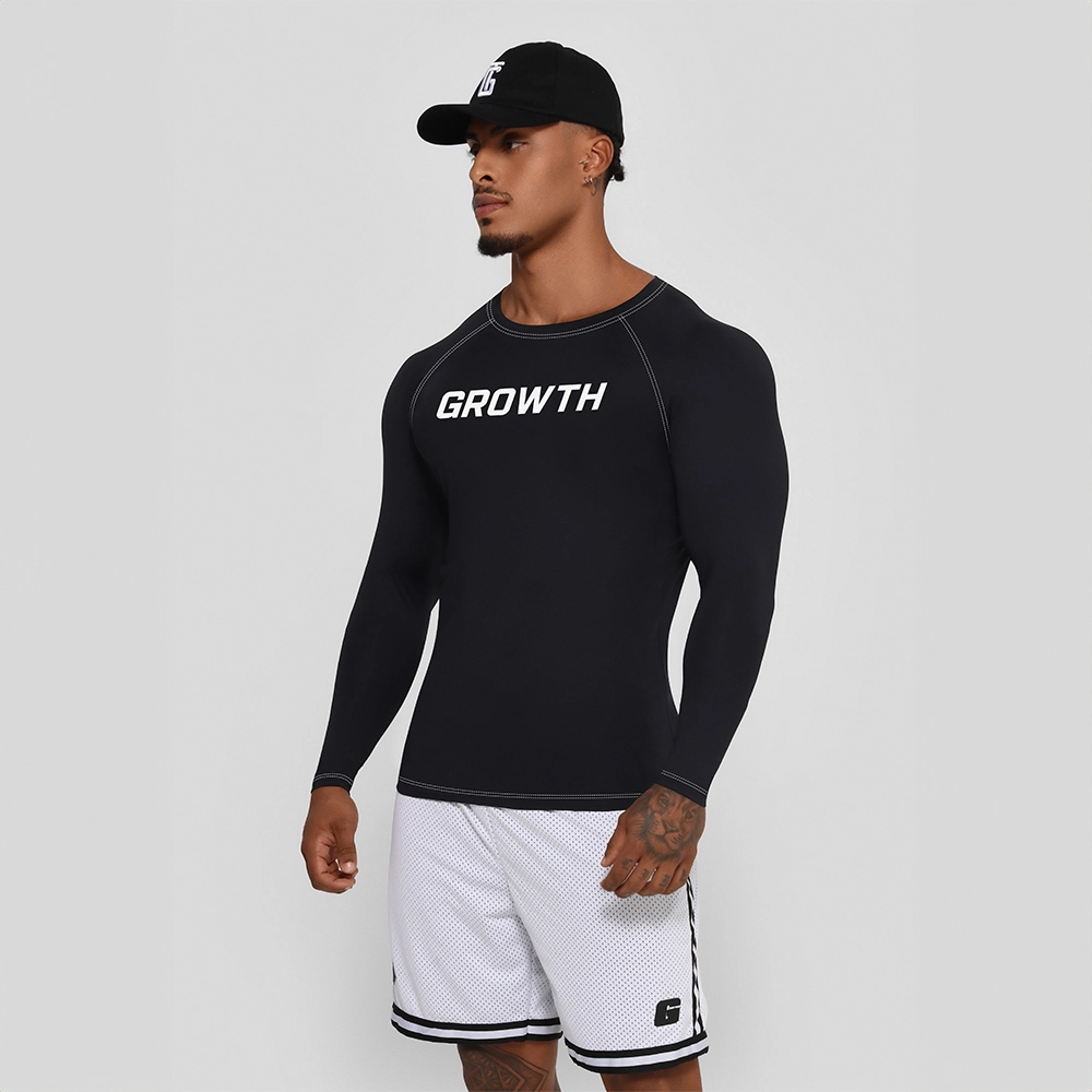 CAMISETA TÉRMICA MANGA LONGA GROWTH PRETA LOGO  - GROWTH SUPPLEMENTS