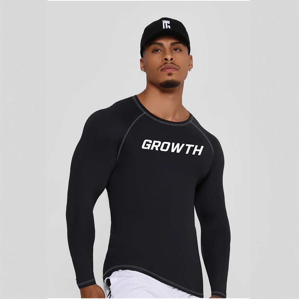 CAMISETA TÉRMICA MANGA LONGA GROWTH PRETA LOGO  - GROWTH SUPPLEMENTS