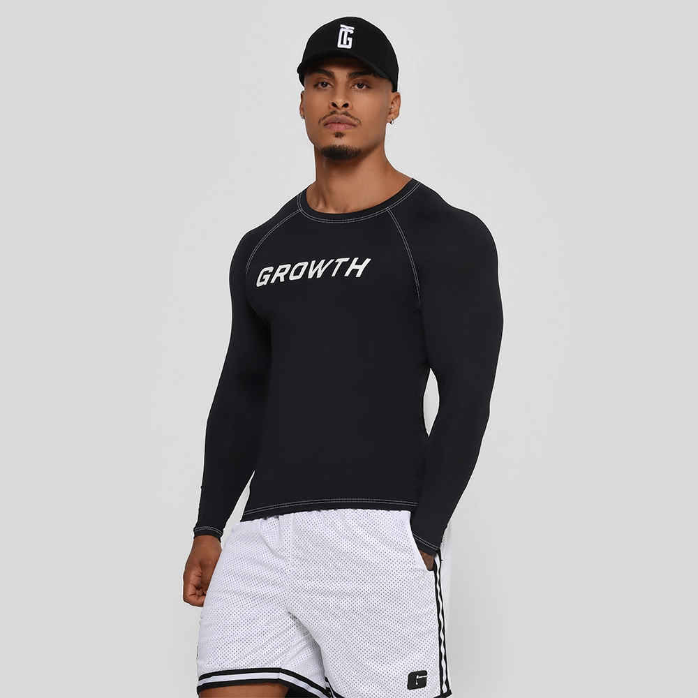 CAMISETA TÉRMICA MANGA LONGA GROWTH PRETA LOGO  - GROWTH SUPPLEMENTS