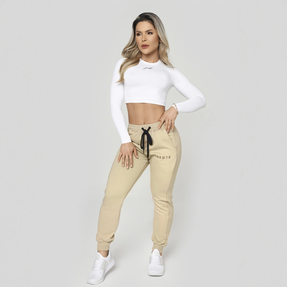 CROPPED SENSE MANUSCRITO MANGA LONGA BRANCO - GROWTH SUPPLEMENTS