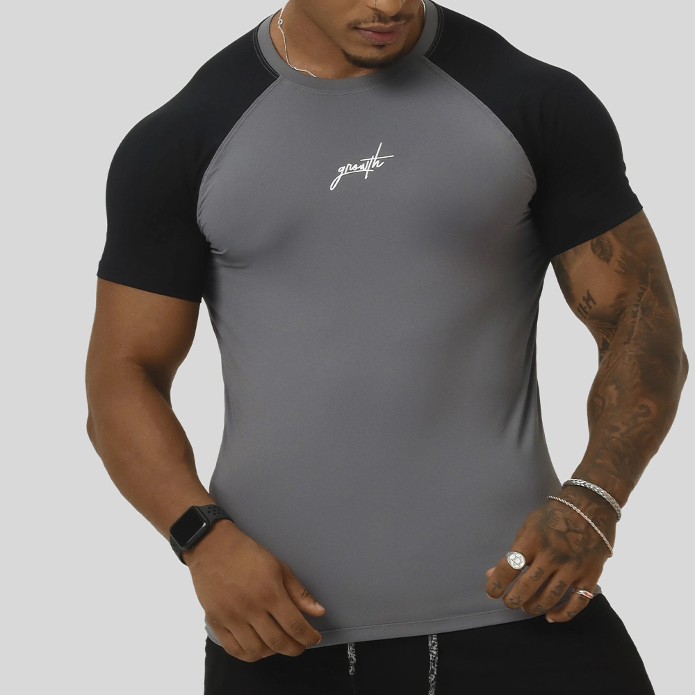 Camiseta Termica Manga Curta Growth Manuscrito Duo Cinza/Preta