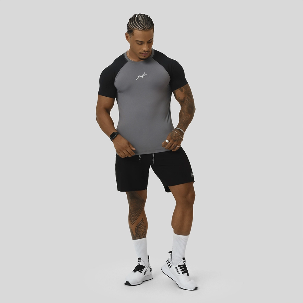 Camiseta Termica Manga Curta Growth Manuscrito Duo Cinza/Preta