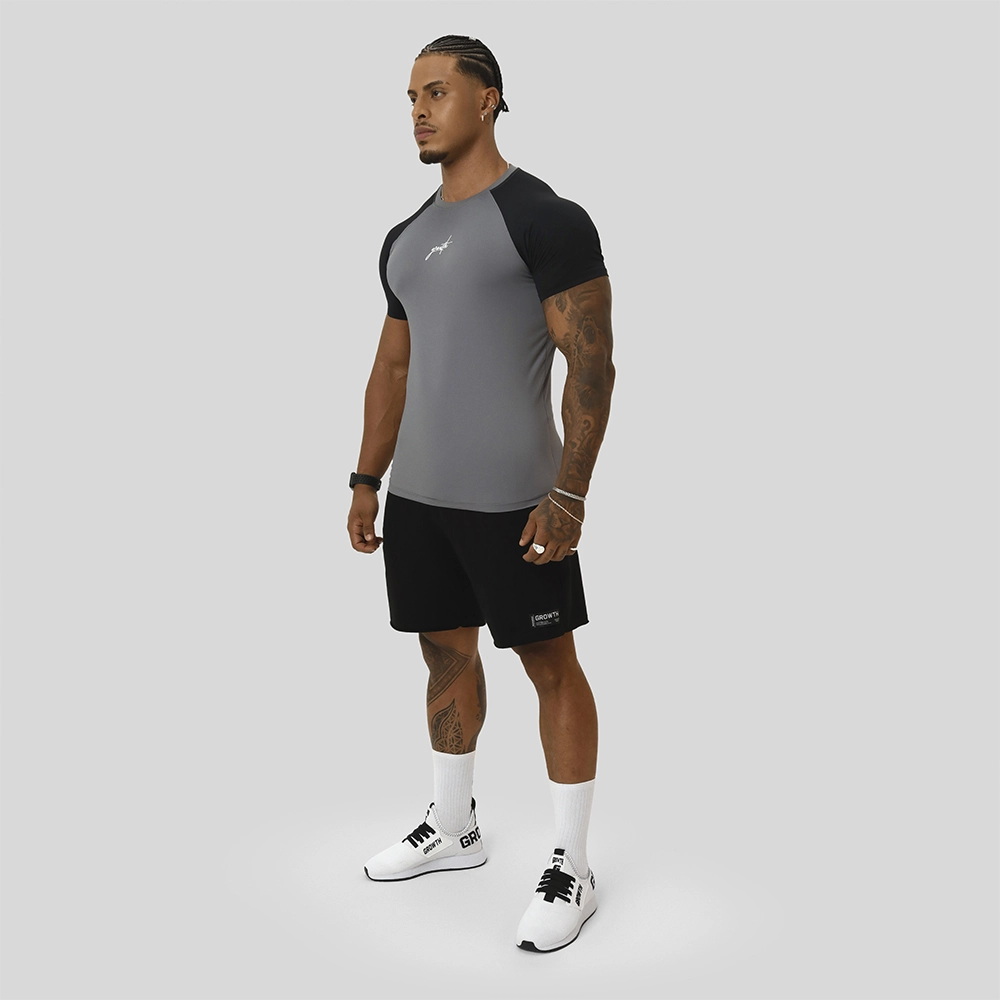 Camiseta Termica Manga Curta Growth Manuscrito Duo Cinza/Preta