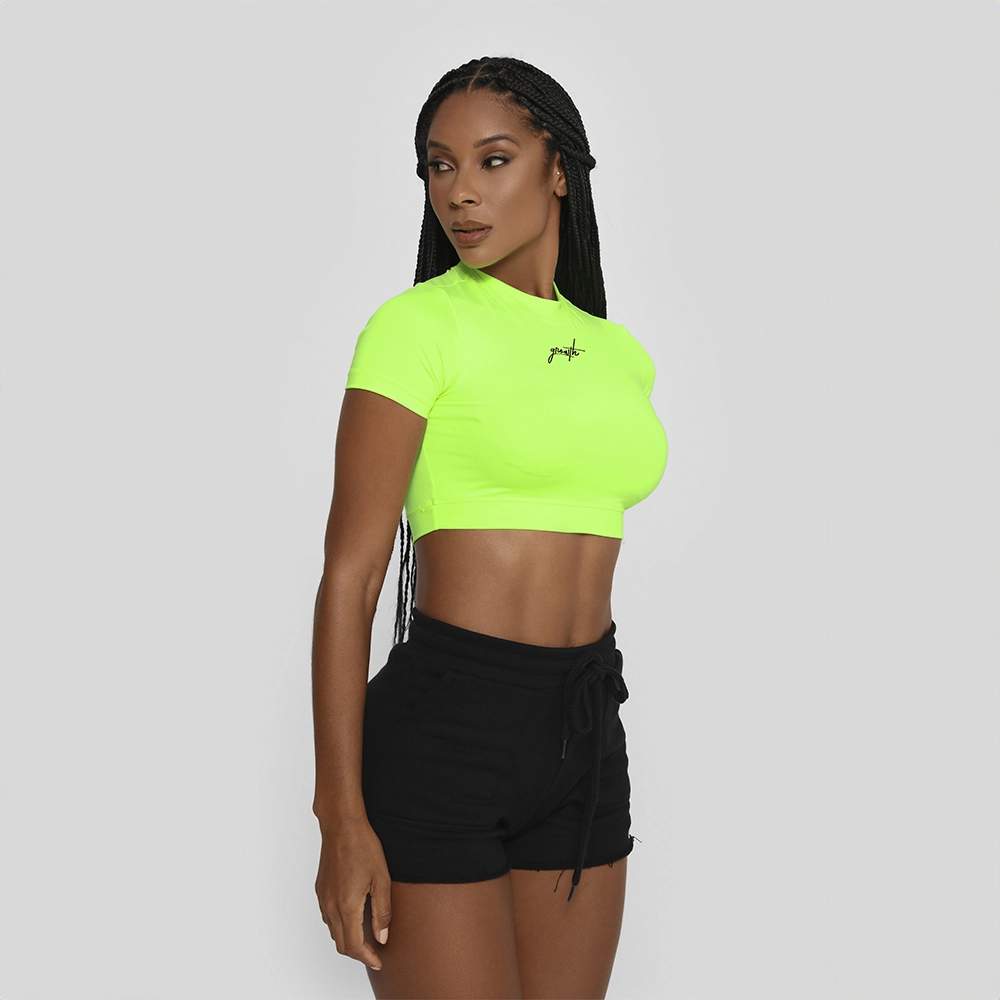 Cropped Sense Manuscrito Amarelo Neon