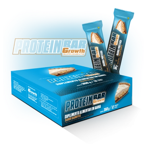 Foto do produto PROTEIN BAR GROWTH SABOR BANOFFEE 30GR - DISPLAY C/ 12 UN. - GROWTH SUPPLEMENTS