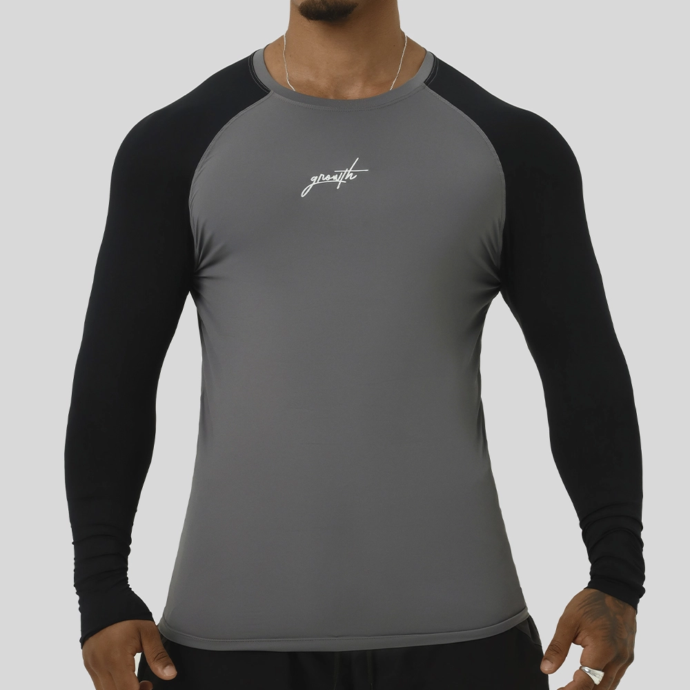 CAMISETA TÉRMICA MANGA LONGA GROWTH MANUSCRITO DUO CINZA/PRETA - GROWTH SUPPLEMENTS