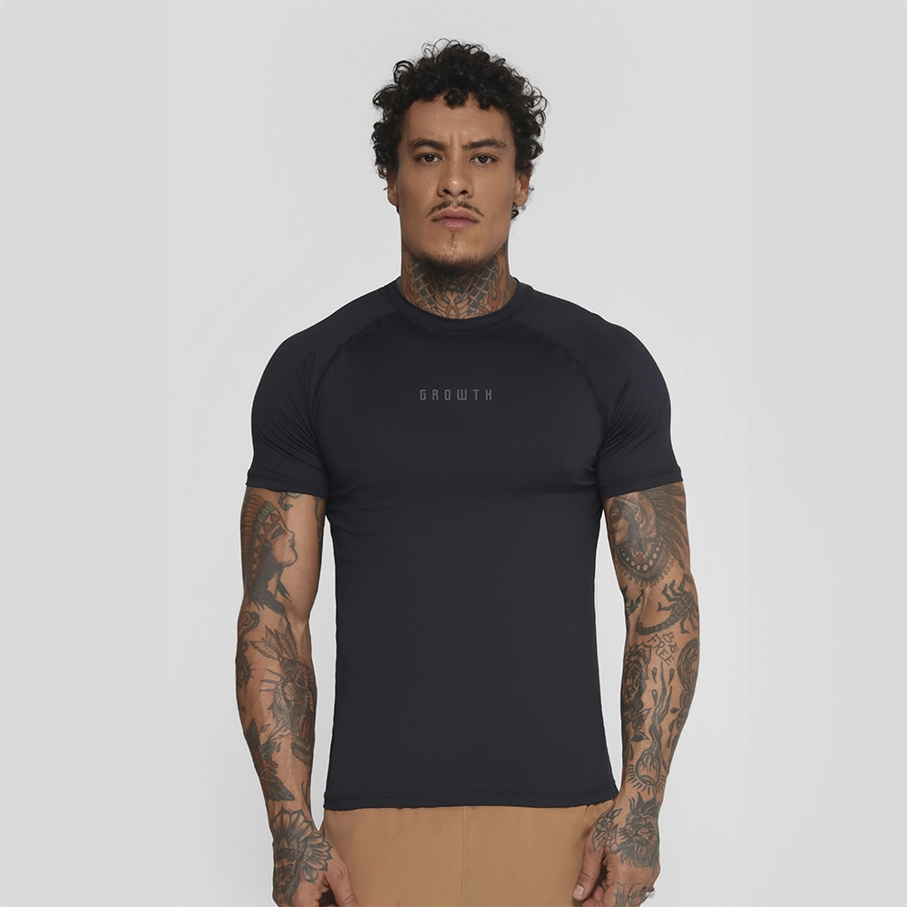 Camiseta Preta Manga Curta Termica Segunda Pele Growth Under