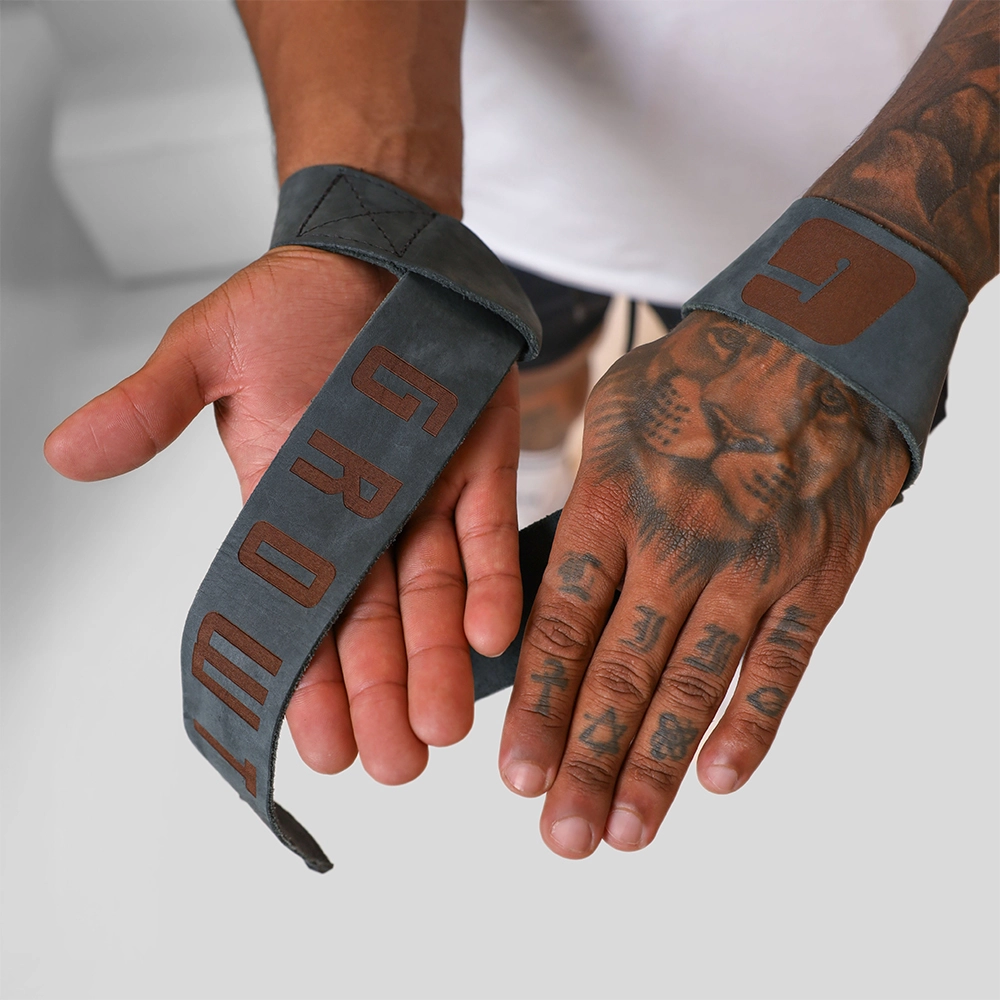 FITA STRAP COURO GROWTH CINZA (PAR) - GROWTH SUPPLEMENTS