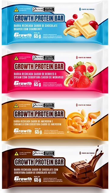 Foto do produto BARRA PROTEICA GROWTH 65GR - DISPLAY C/ 6 UN.