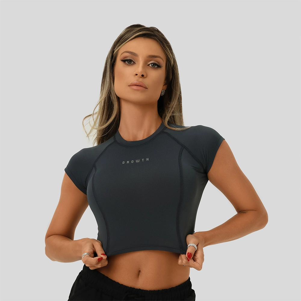 TSHIRT GROWTH RAGLAN CINZA GRAFITE - GROWTH SUPPLEMENTS