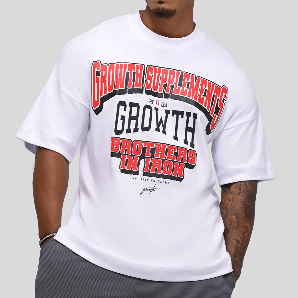 Camiseta Oversized Growth College Branca/Vermelho