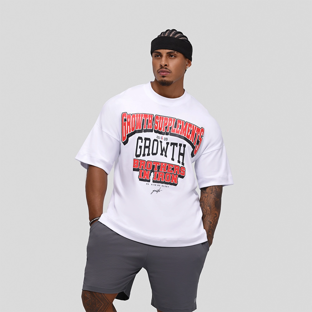 Camiseta Oversized Growth College Branca/Vermelho