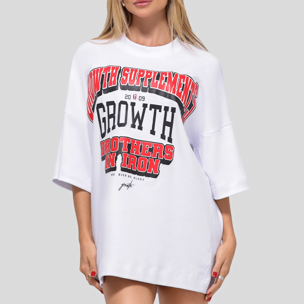 Camiseta Oversized Growth College Branca/Vermelho