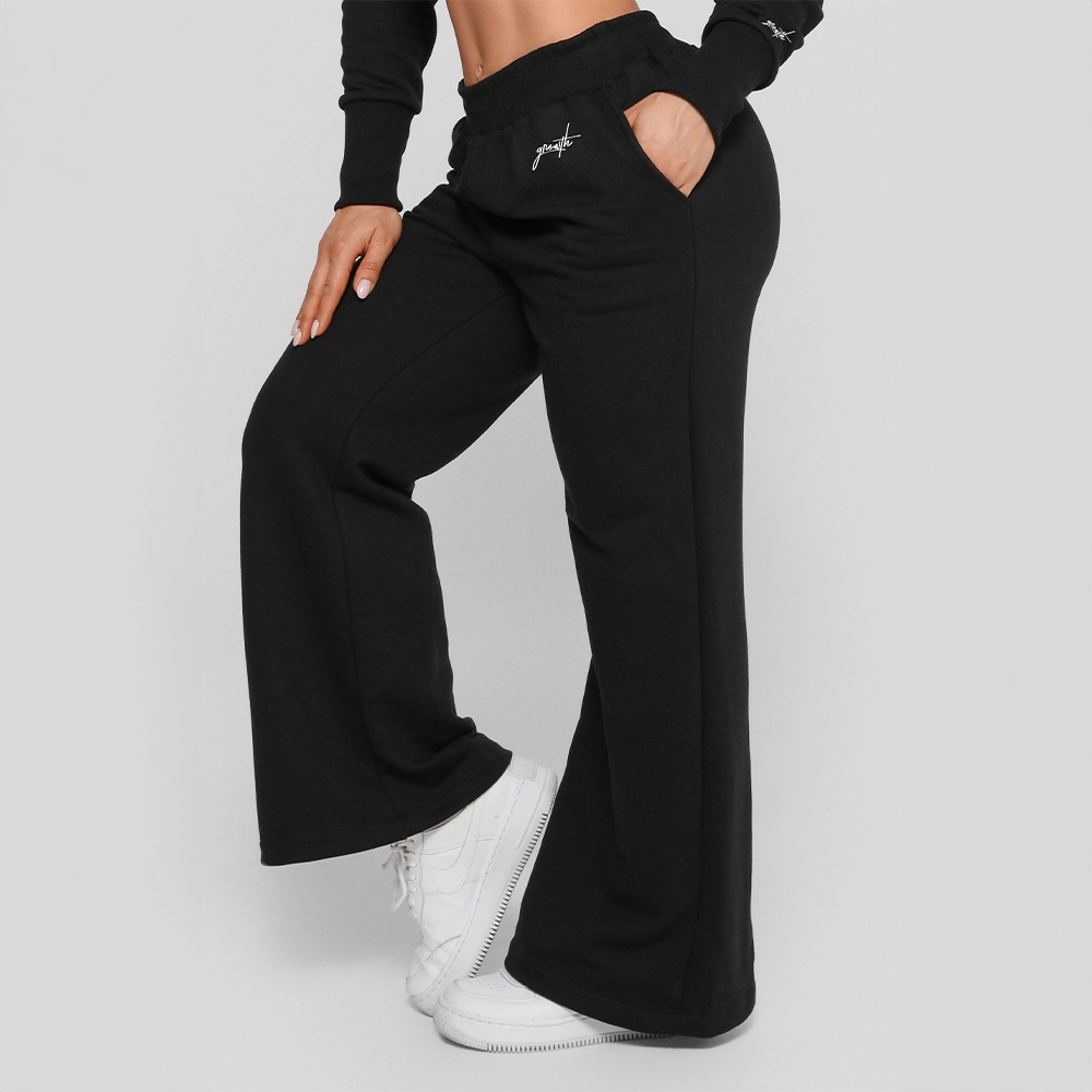 Calça Wide Leg Moletom Growth Preto