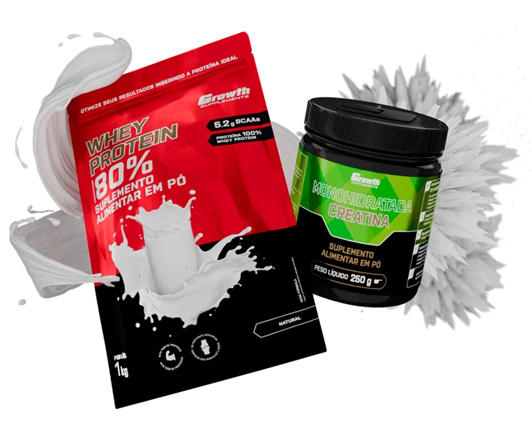 Foto do produto KIT WHEY PROTEIN CONCENTRADO 1KG E CREATINA MONOHIDRATADA 250G - GROWTH SUPPLEMENTS
