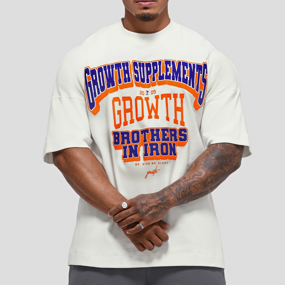 Camiseta Oversized Growth College Off White/Laranja