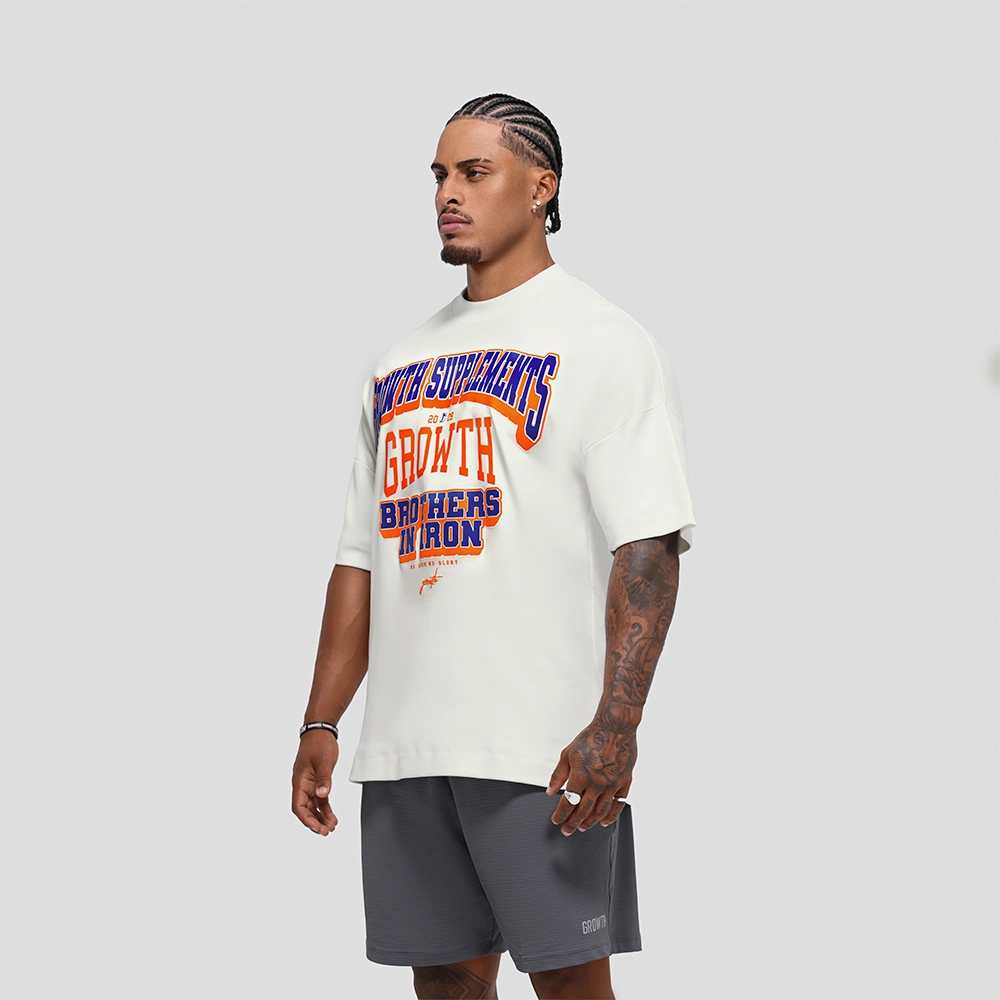 Camiseta Oversized Growth College Off White/Laranja