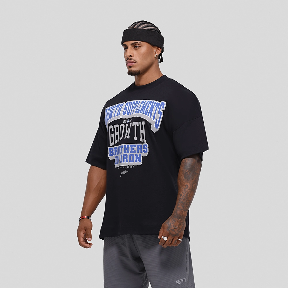 Camiseta Oversized Growth College Preta/Azul