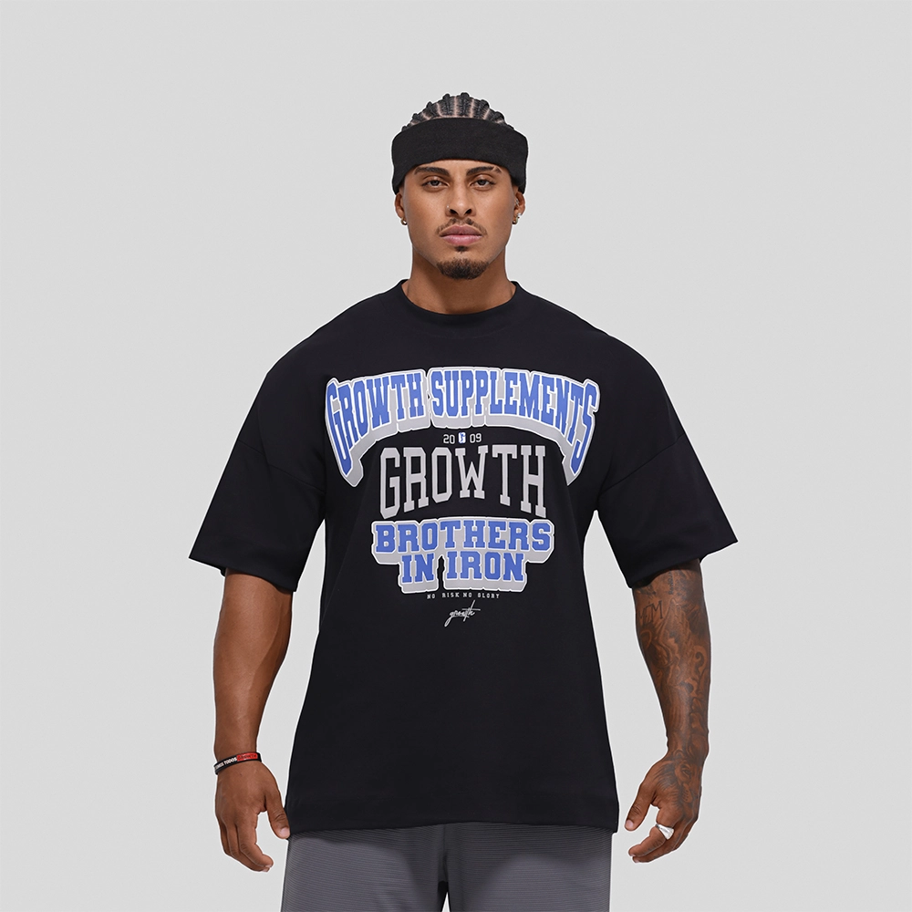 Camiseta Oversized Growth College Preta/Azul