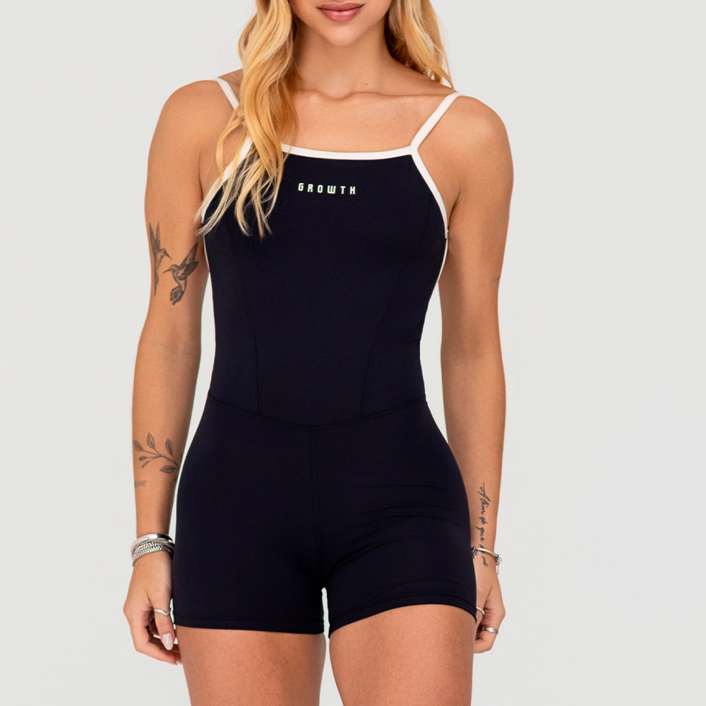 Macaquinho Growth Vies Contrastante Preto Com Off