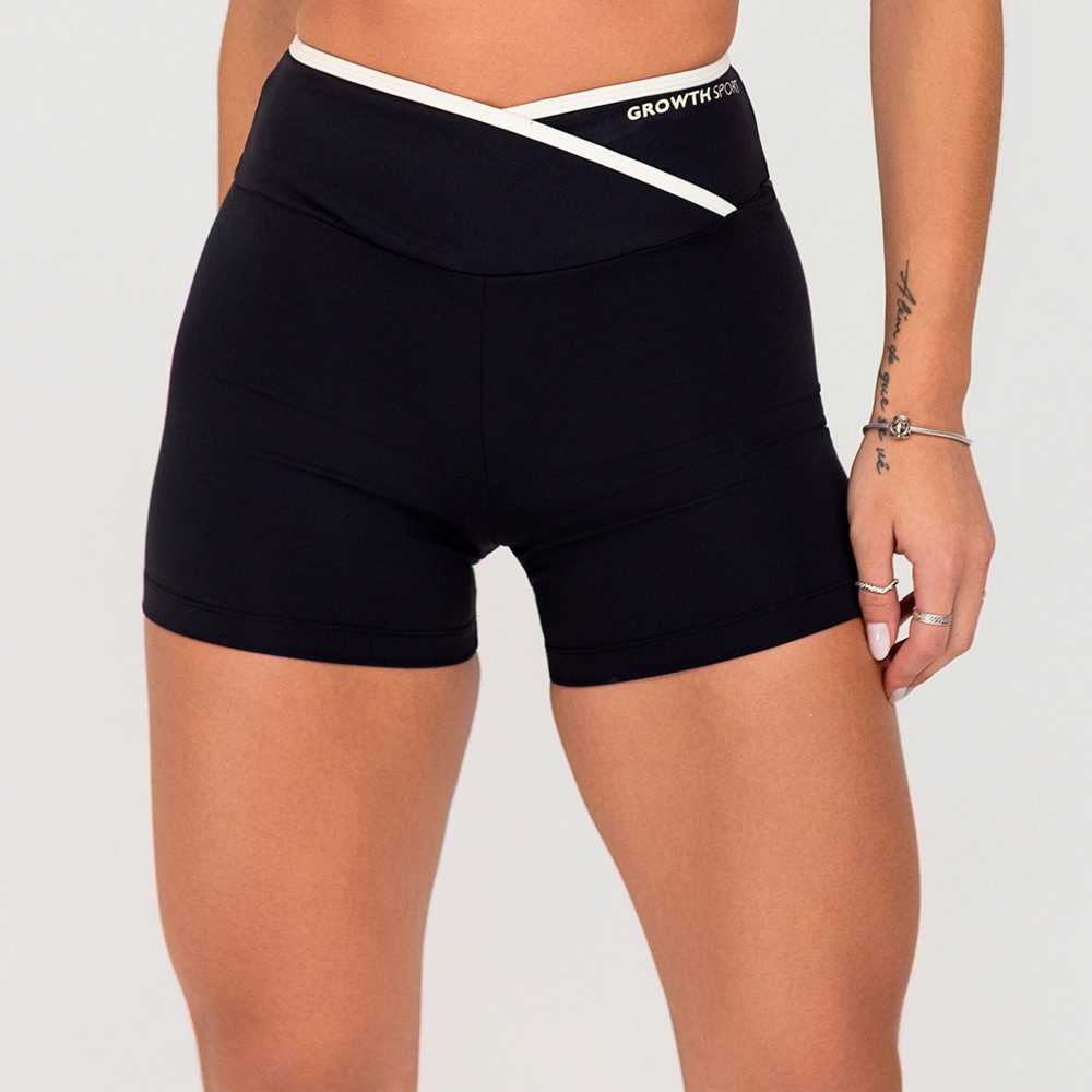 Short Growth Vies Contrastante Preto Com Off