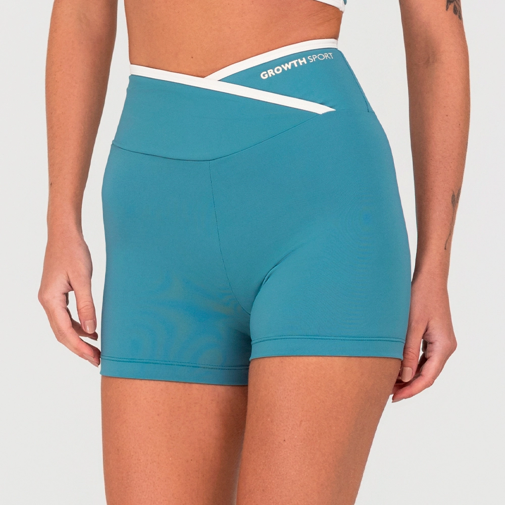 Short Growth Vies Contrastante Azul Com Off