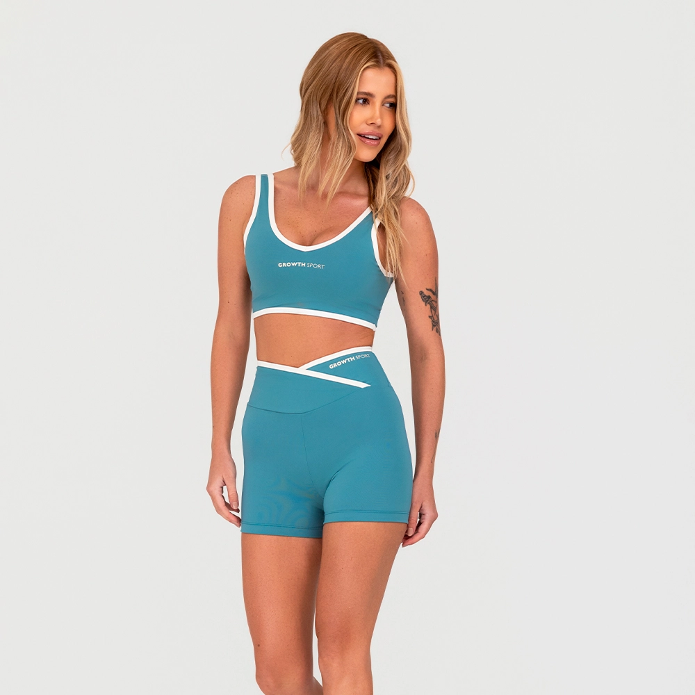 Short Growth Vies Contrastante Azul Com Off