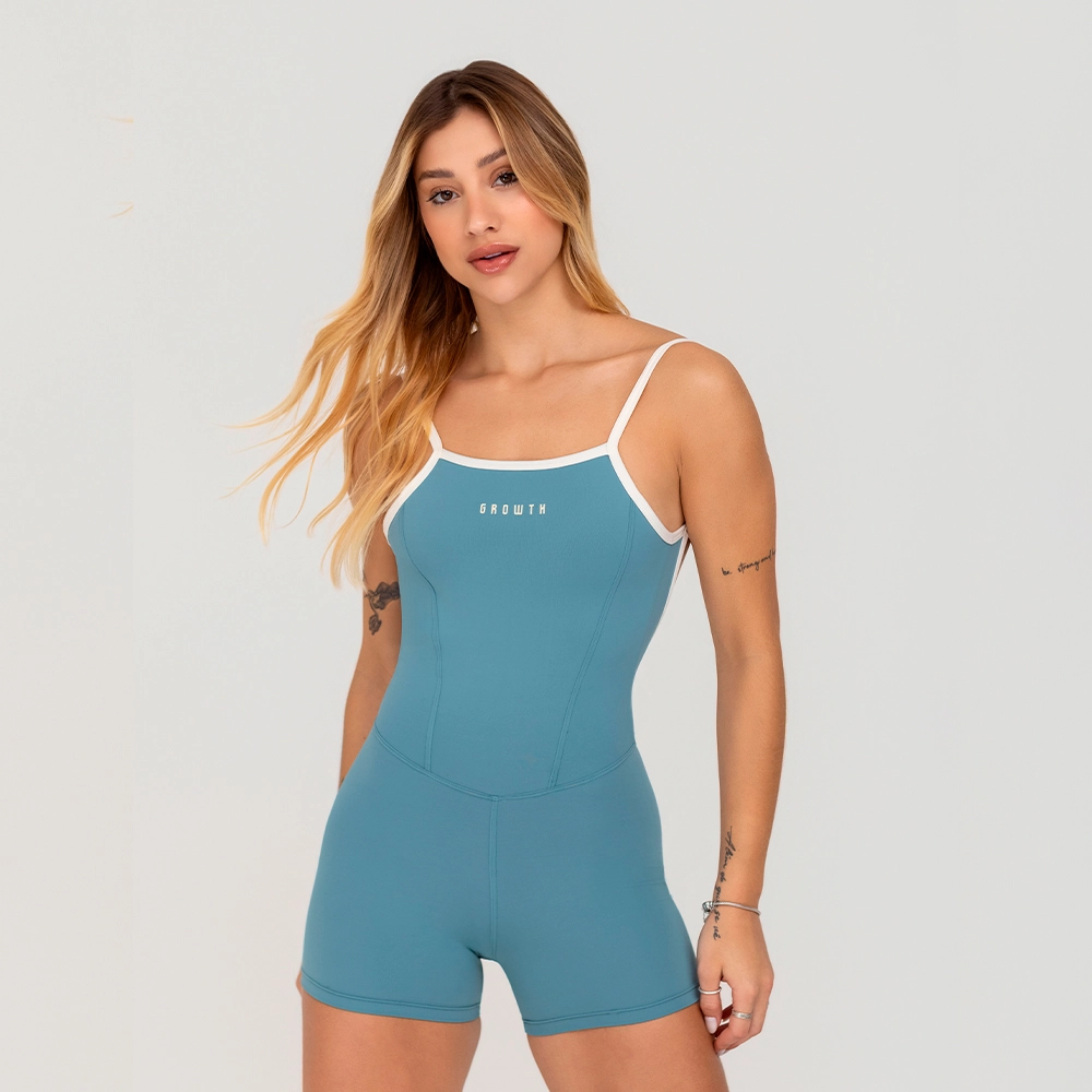 Macaquinho Growth Vies Contrastante Azul Com Off