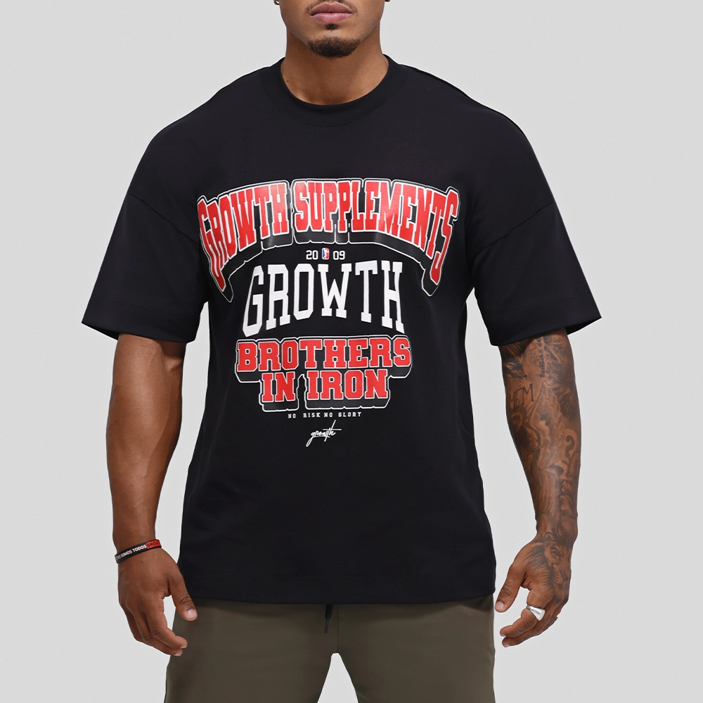 Camiseta Oversized Growth College Preta/Vermelho
