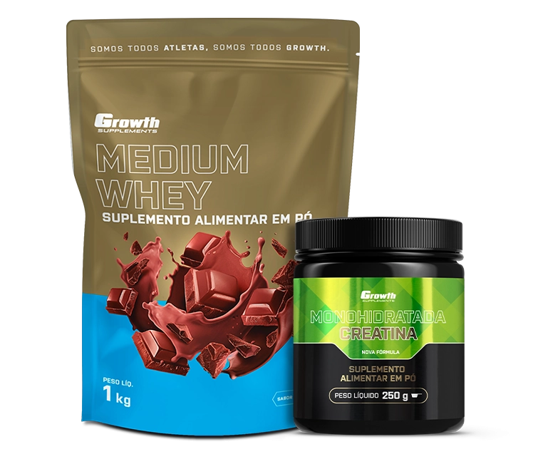 Foto do produto KIT WHEY PROTEIN MEDIUM 1KG E CREATINA MONOHIDRATADA 250G