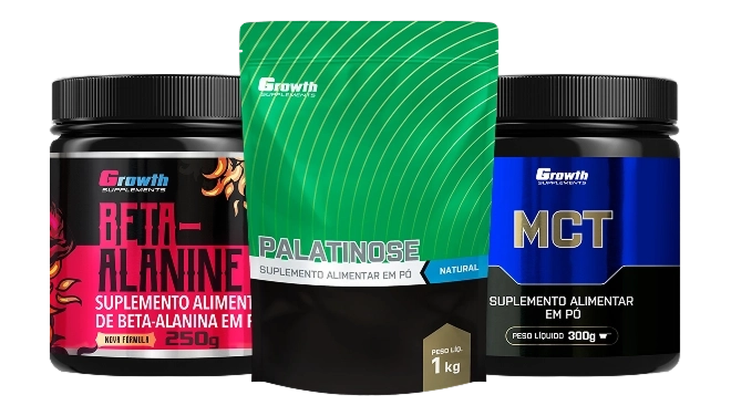 Foto do produto KIT ENDURANCE: BETA-ALANINA 250G, MCT 300G E PALATINOSE 1KG