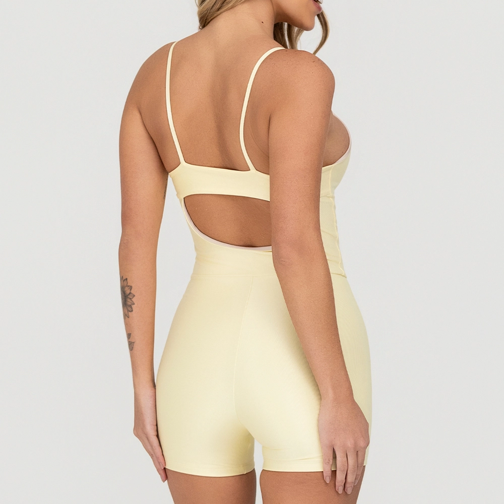 Macaquinho Growth Costas Tira com Abertura Amarelo