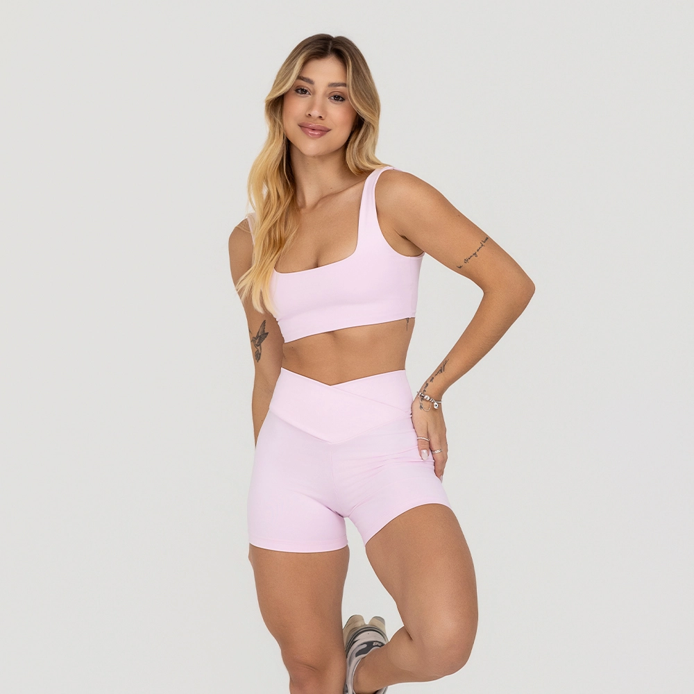 Top Growth Decote Profundo Costas Rosa Claro