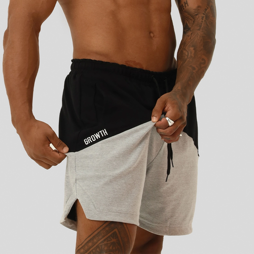 Bermuda Moletom Growth Preto/Cinza
