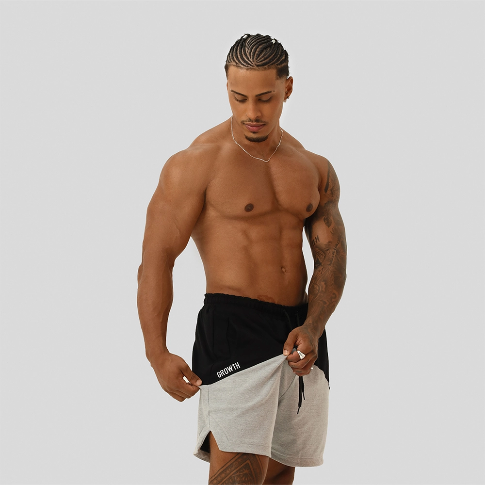 Bermuda Moletom Growth Preto/Cinza