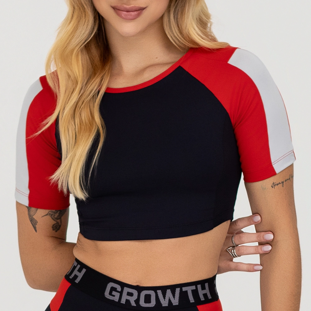 Cropped Growth Manga Curta Multicolor