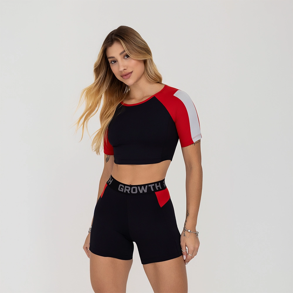 Cropped Growth Manga Curta Multicolor