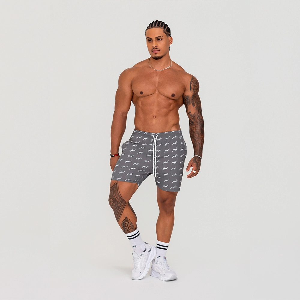 BERMUDA GROWTH BANHO ESTAMPADA MINI LOGO GRAFITE COM BRANCO