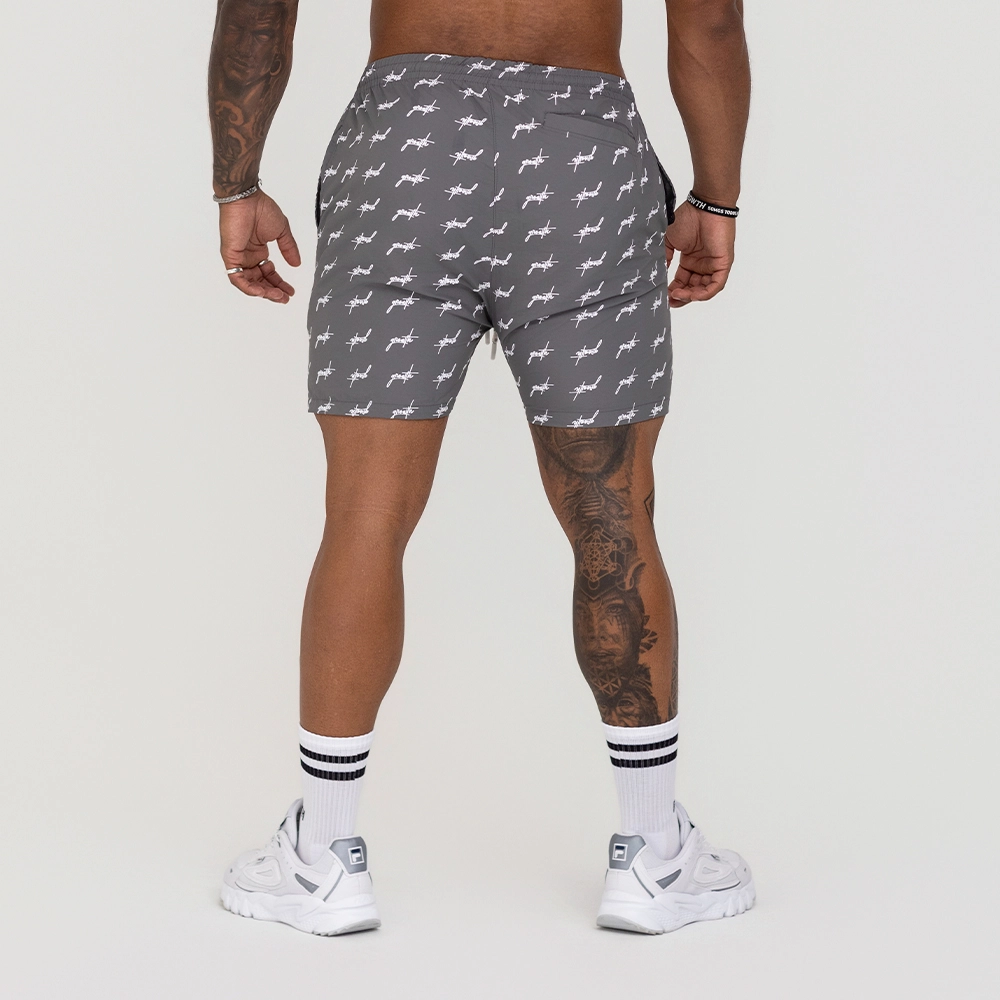 BERMUDA GROWTH BANHO ESTAMPADA MINI LOGO GRAFITE COM BRANCO