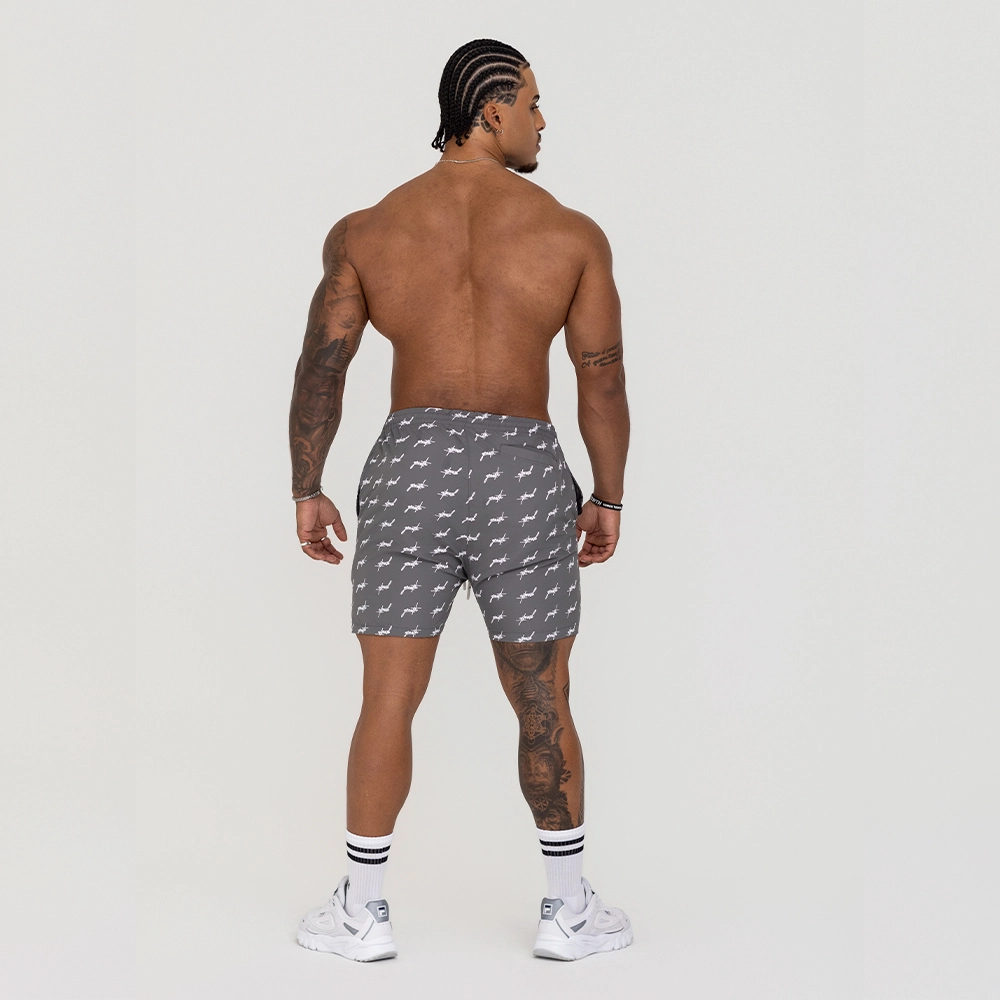 BERMUDA GROWTH BANHO ESTAMPADA MINI LOGO GRAFITE COM BRANCO