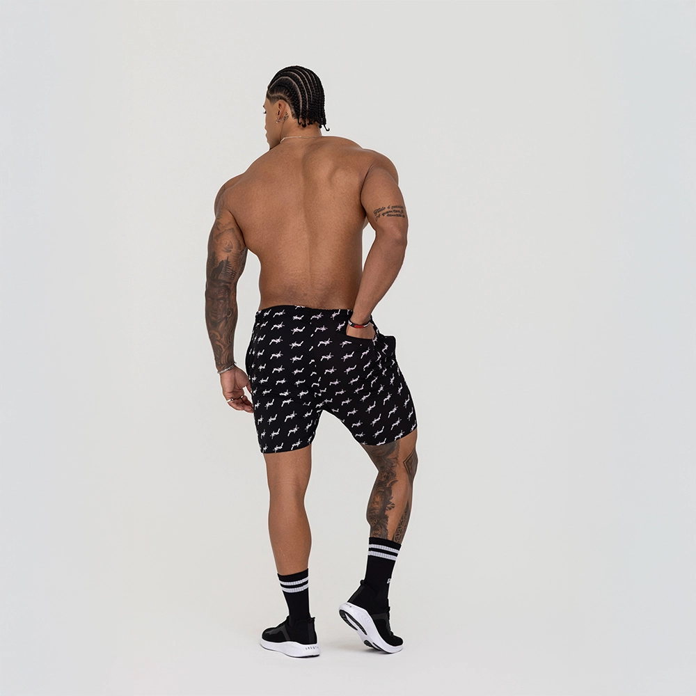 BERMUDA GROWTH BANHO ESTAMPADA MINI LOGO PRETO COM BRANCO