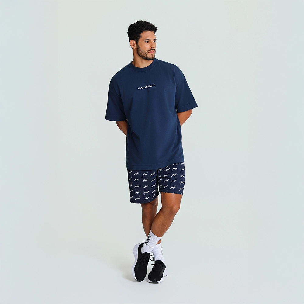 Camiseta Growth Oversized Always Earned azul marinho